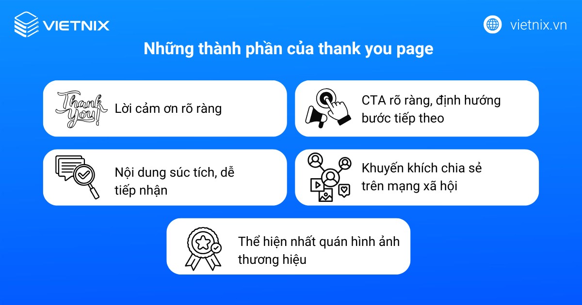 Những thành phần của thank you page