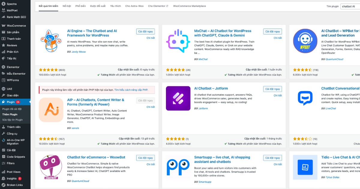 Cách tích hợp Chatbot AI vào website dễ dàng và miễn phí 16 Tìm kiếm và cài đặt plugin chatbot AI