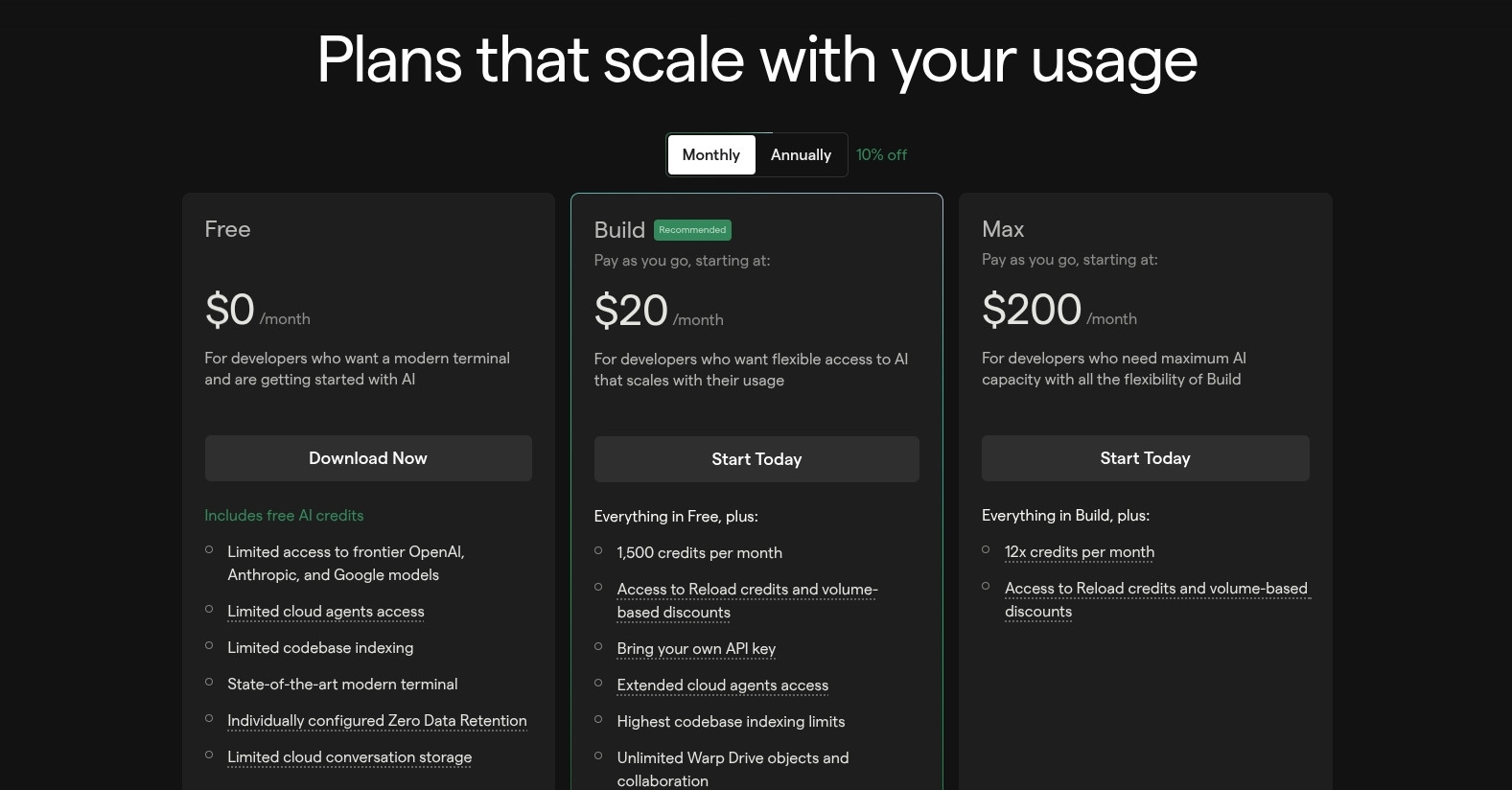 Chi phí sử dụng Warp