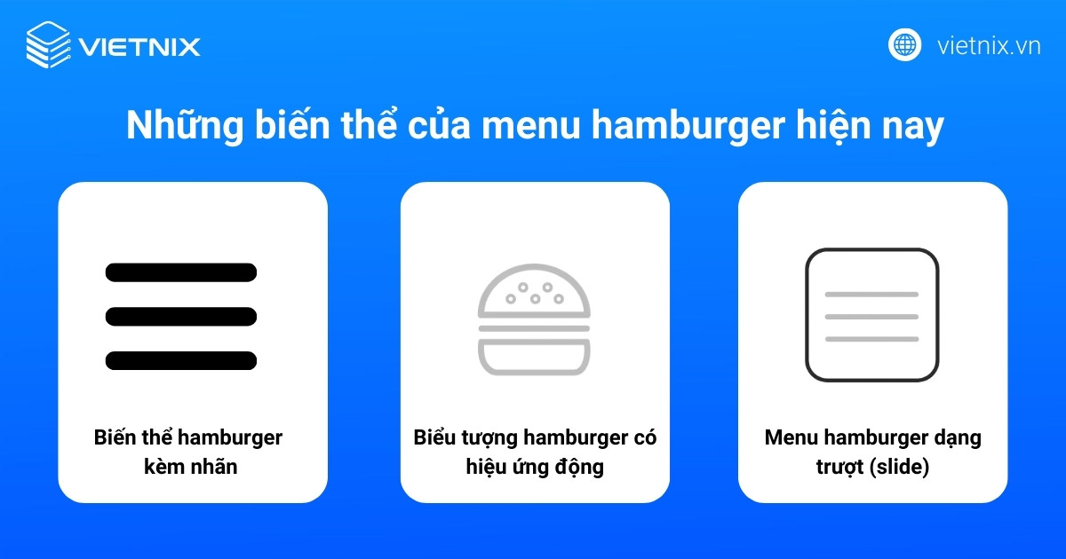 Nút menu hamburger là gì? Các ví dụ thực tế về menu hamburger 45 Những biến thể của menu hamburger hiện nay