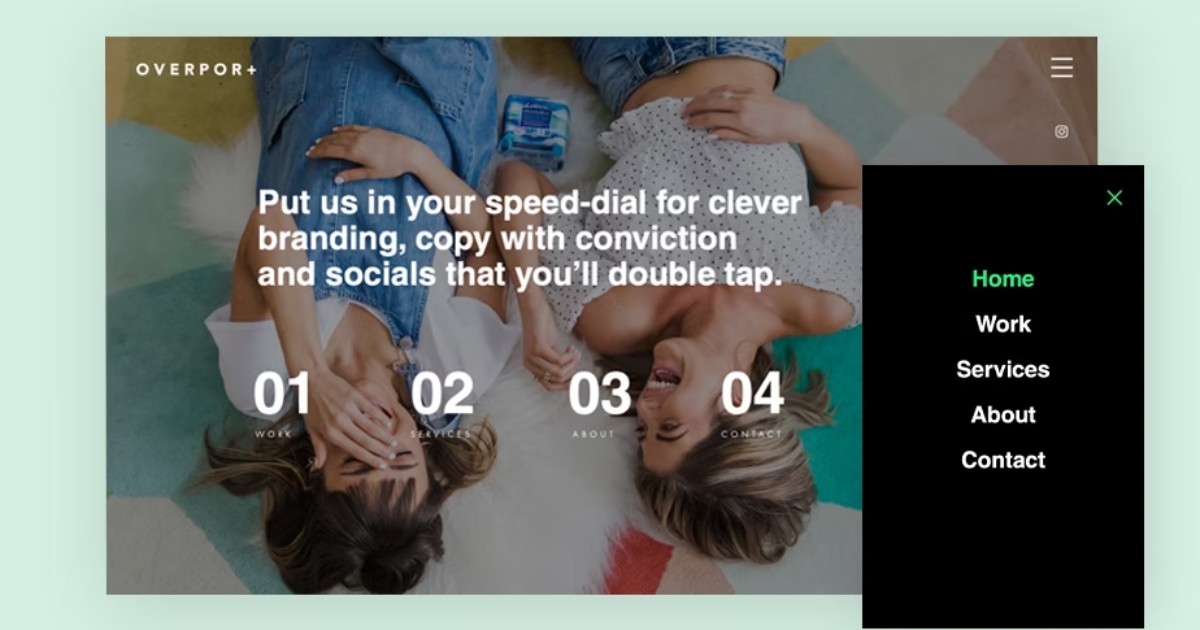 Nút menu hamburger là gì? Các ví dụ thực tế về menu hamburger 47 Website Overport