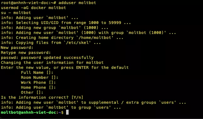OpenClaw là gì? Tất tần tật về trợ lý AI tự vận hành đang gây sốt toàn cầu 20 Tạo user riêng cho OpenClaw