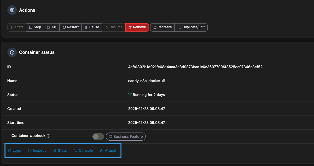 Vào mục Containers