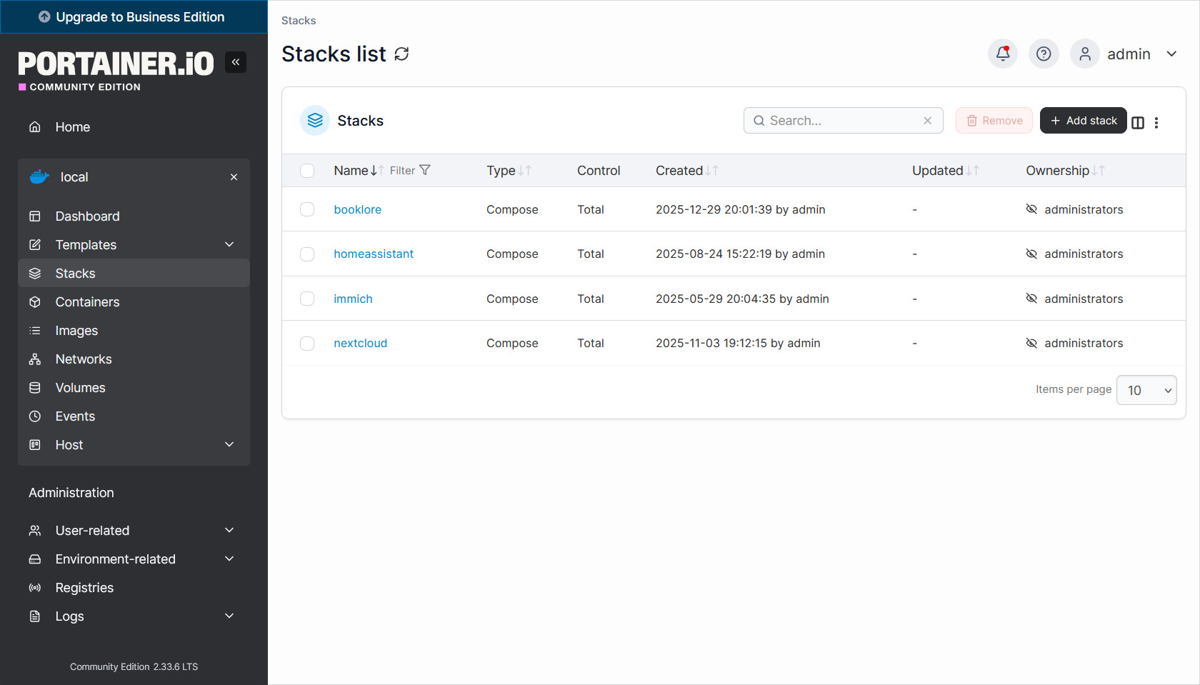 Nhấn Add stack để tạo stack mới