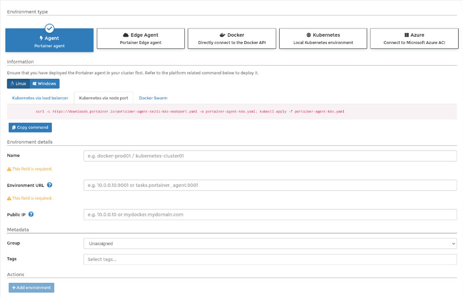 Nhấn Add Environment để hoàn tất