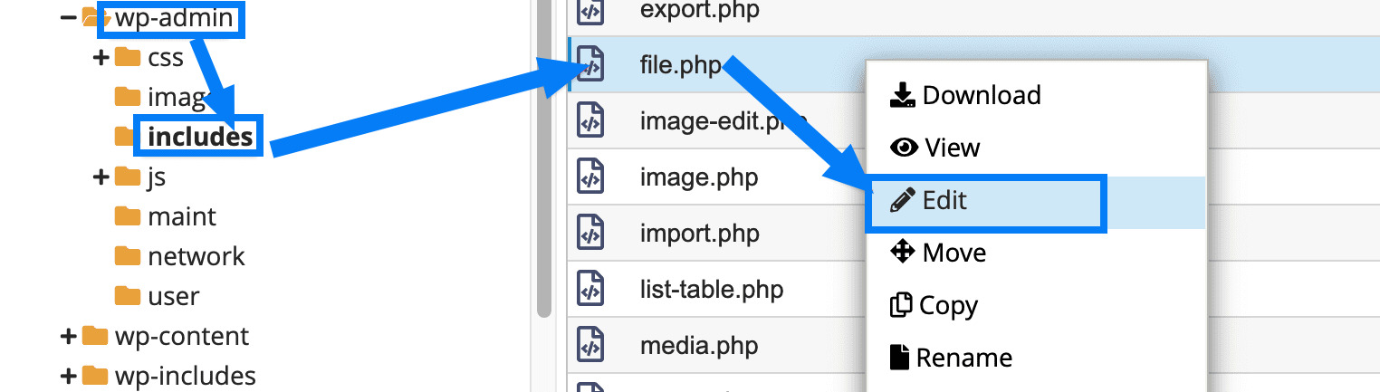 5 cách khắc phục lỗi temp-write-test trong WordPress nhanh chóng và hiệu quả 18 Mở file wp-admin/includes/file.php trong mã nguồn WordPress