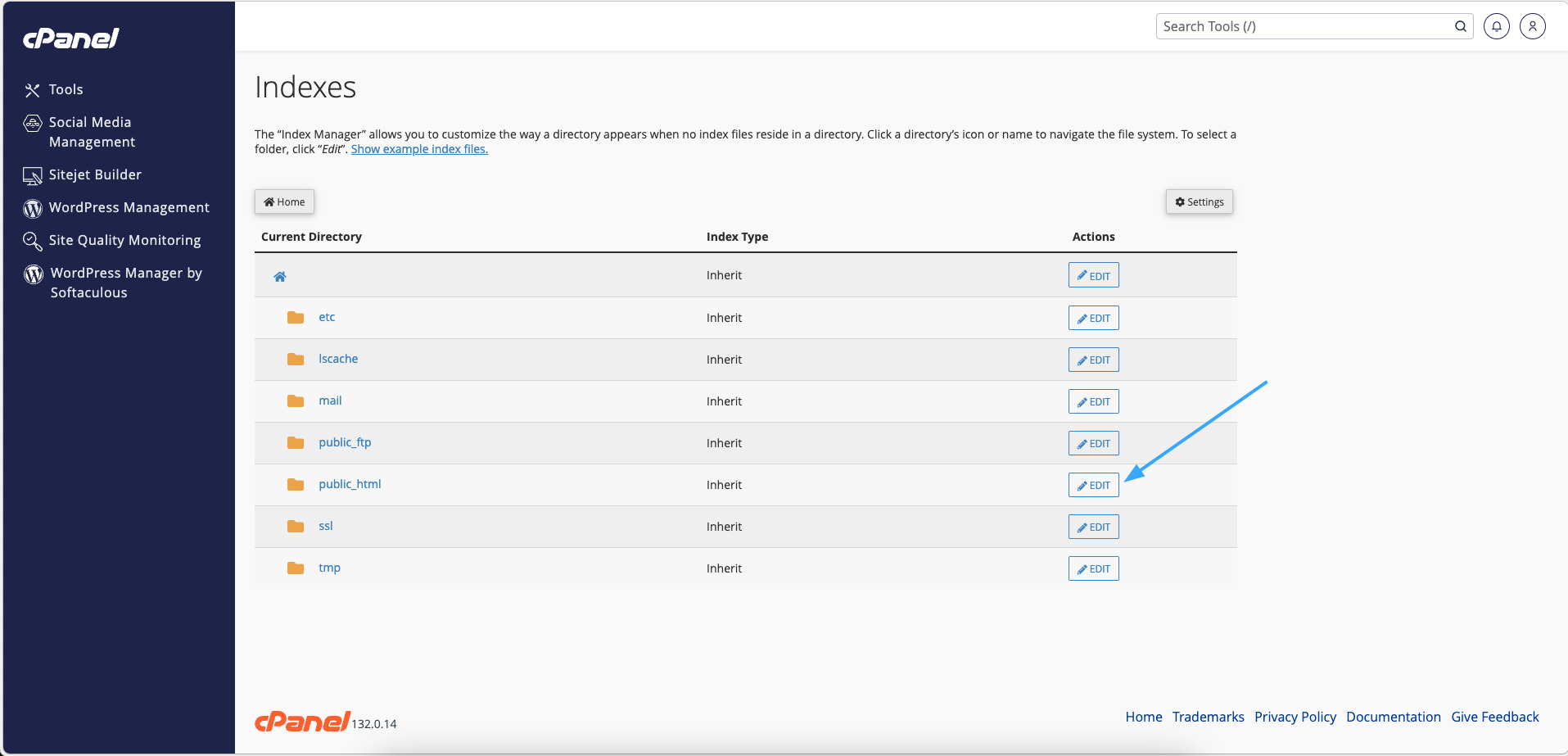 Chọn thư mục cần chỉnh sửa